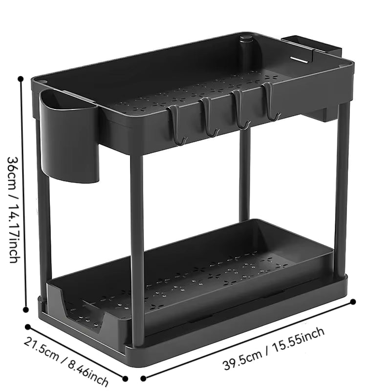 Organizador Deslizante | 2 Niveles Estante Multiuso Cocina y Baño