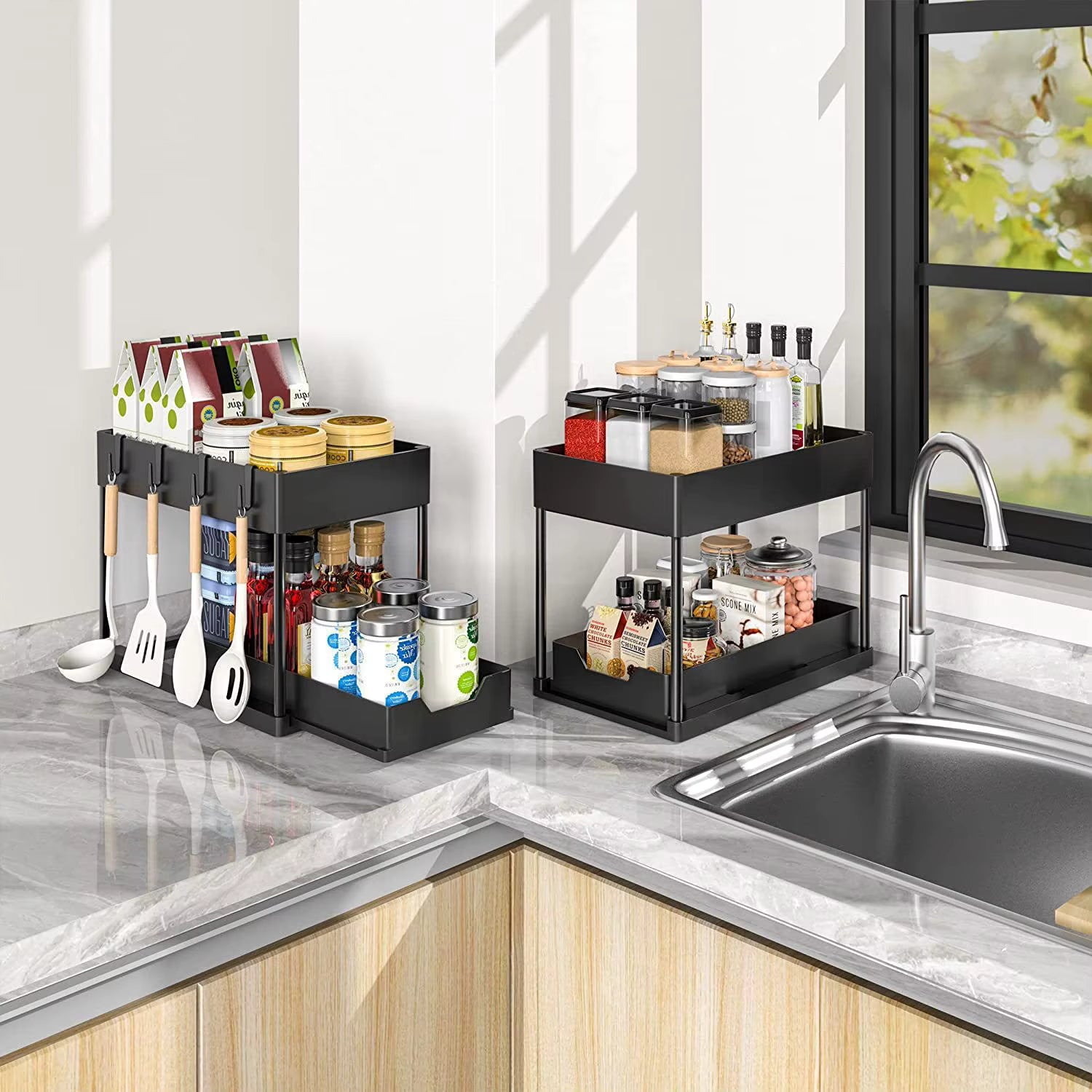 Organizador Deslizante | 2 Niveles Estante Multiuso Cocina y Baño